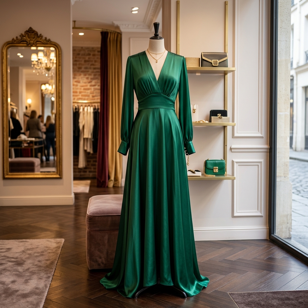 Silk Wrap Evening Dress